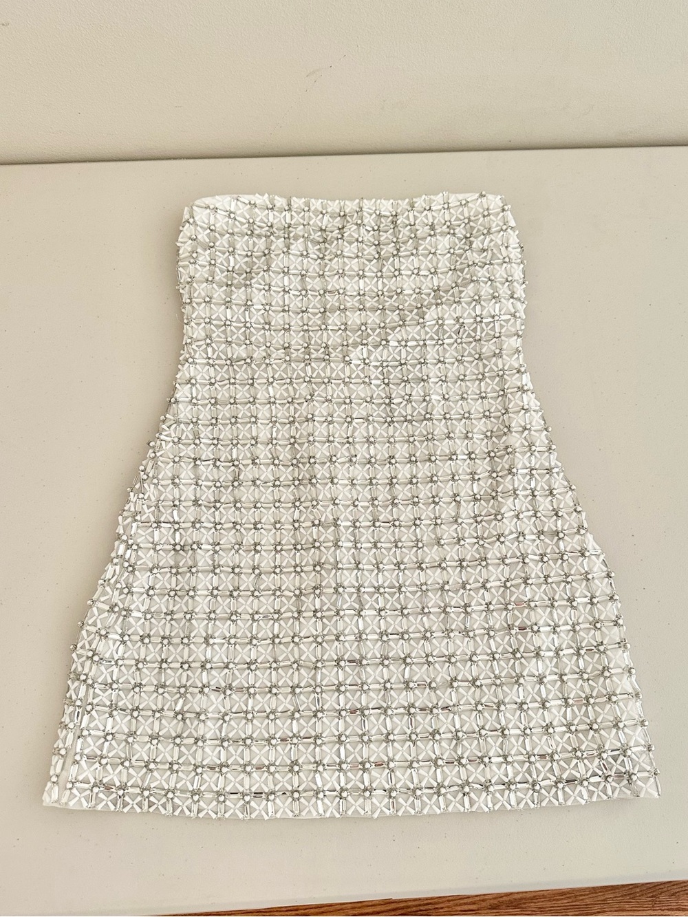 NWT Ramy Brook Harper Beaded Strapless Mini Dress Ivory Silver 6 Bridal $1095 - Picture 4 of 11